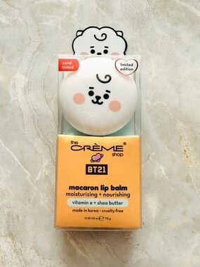 The Crème Shop x BT21 Macaron Lip Balm RJ Coral Tinted Honeydew Limited Edition